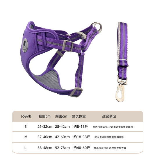Dog Harness & Leash Set – Breathable Oxford Fabric, Multi-Size & Multi-Color