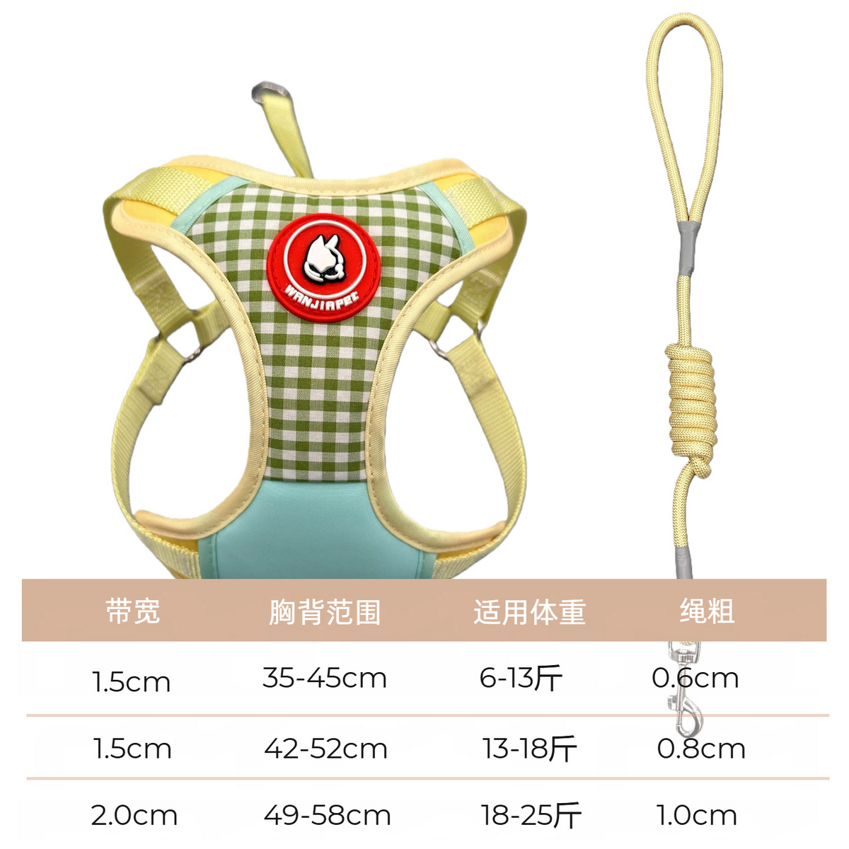 Breathable Color-Block Patchwork Pet Harness and Leash Set