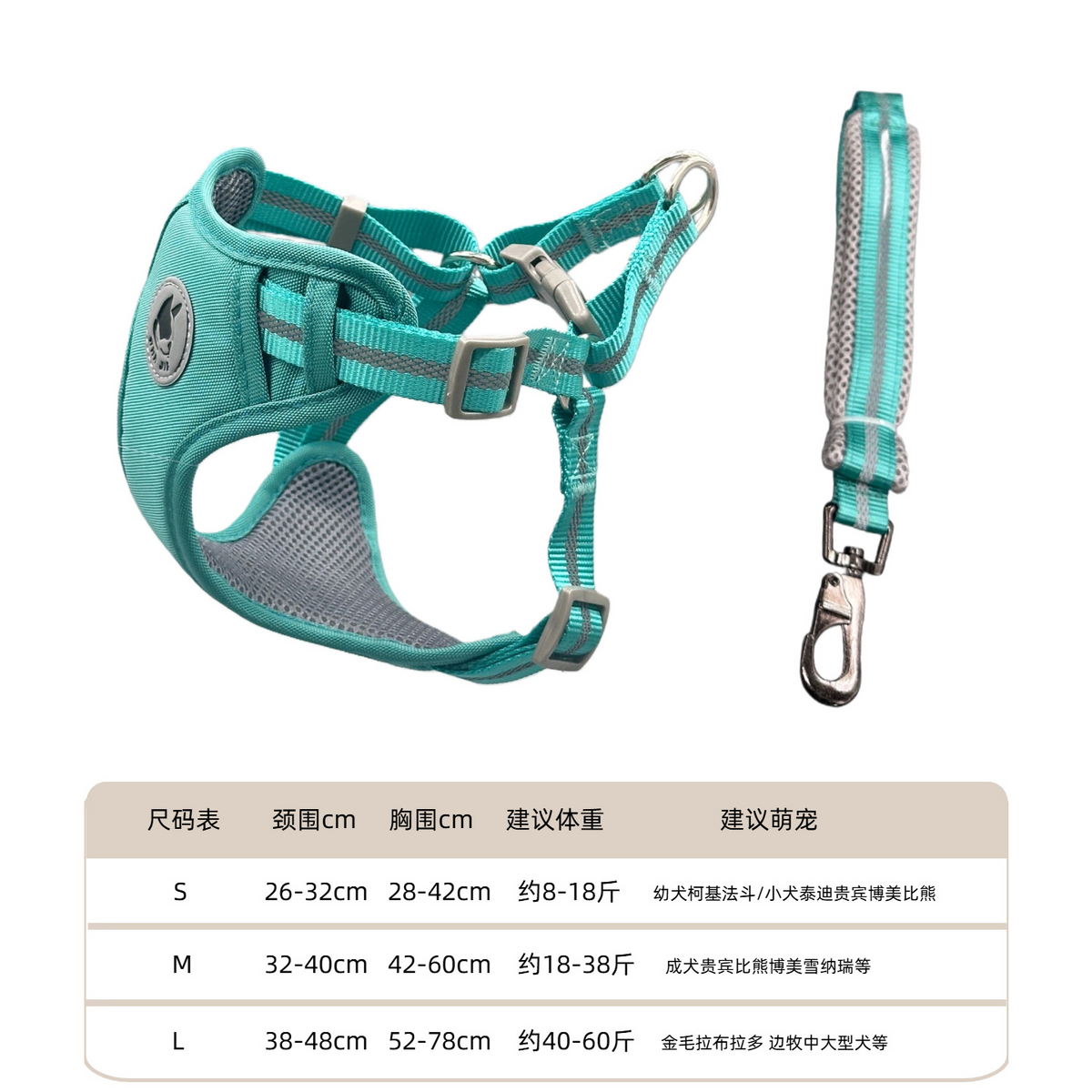Dog Harness & Leash Set – Breathable Oxford Fabric, Multi-Size & Multi-Color